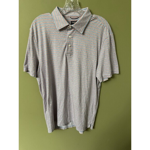 Faherty‎ Movement Polo Shirt Pima Cotton Blend Short Sleeve Men's Size M Striped - Picture 1 of 11